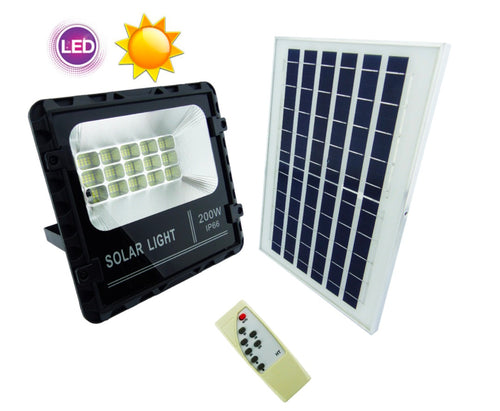 Foco Solar 117 LEDs 200W + Panel solar
